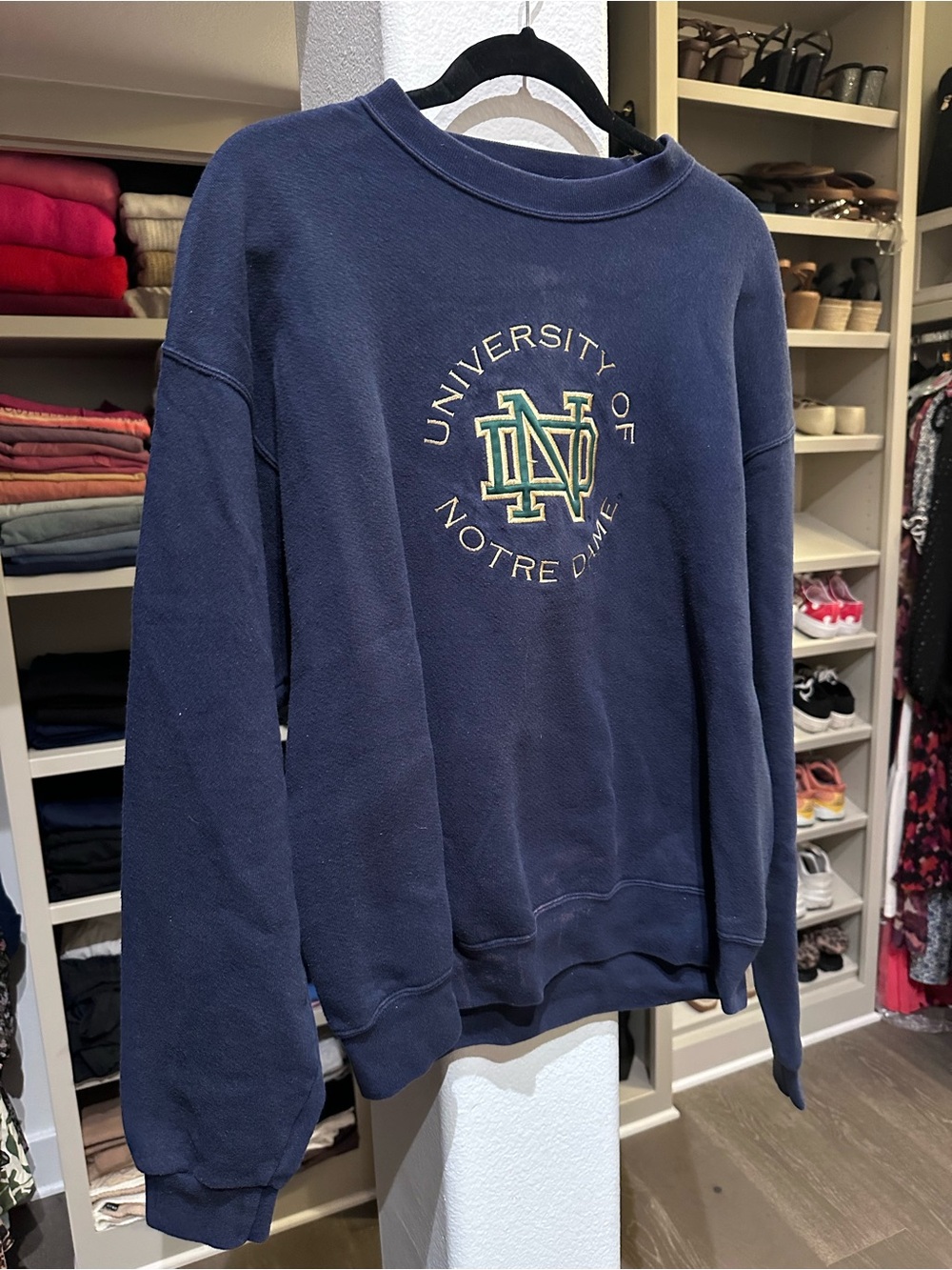 Vintage University of Notre Dame Navy Crewneck Sweatshirt (unisex)